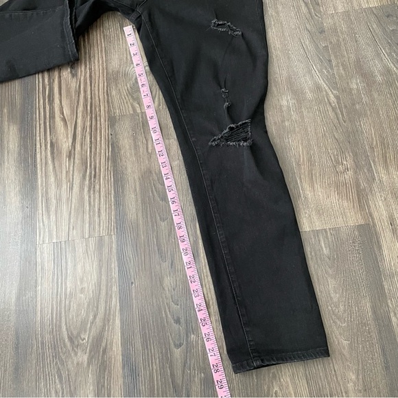 Old Navy Black Distressed Power Slim Straight Mid Rise Jeans - Picture 9 of 13